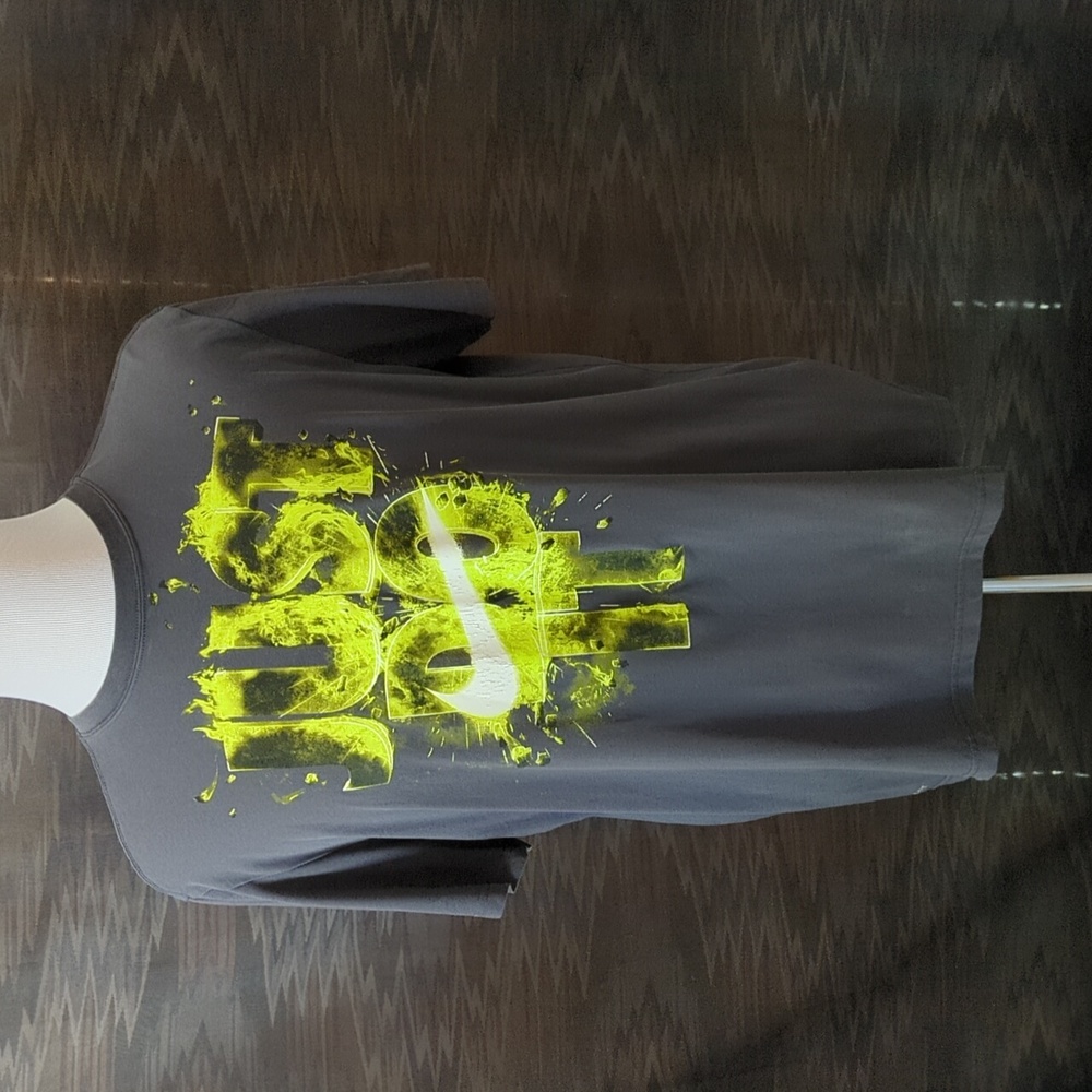 Nike Vintage Dri-Fit Exercise/Workout Tee Grey/Yellow Size XL